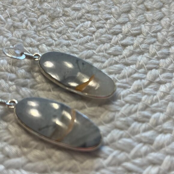Natural MALIGANO JASPER Handmade Sterling 925 Dangle Earrings #948D - Picture 3 of 3
